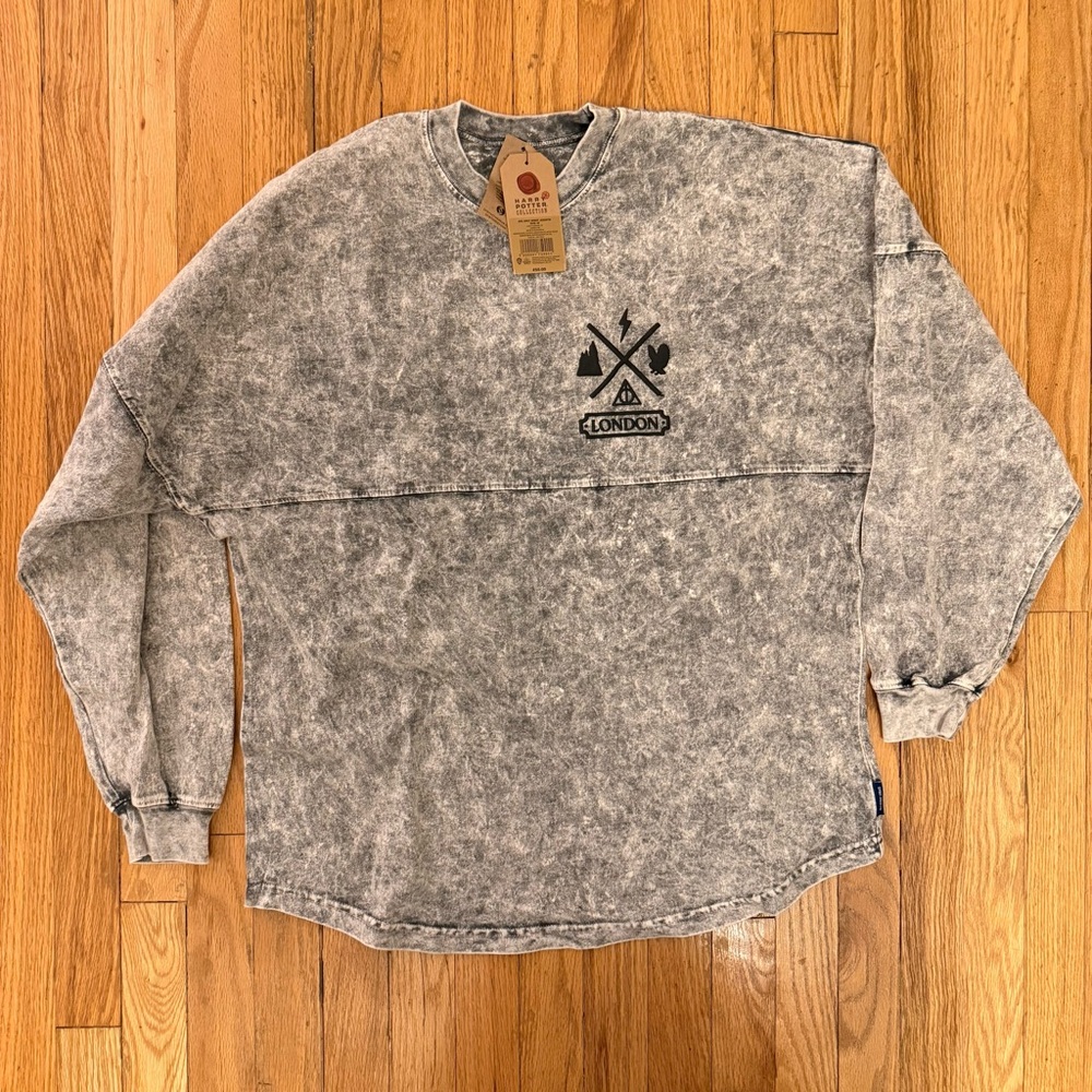 Grey Acid Wash London Harry Potter Long Sleeve Jersey Medium